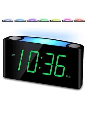 Alarm Clock for Bedroom, 7.5" Large Display LED Digital Clock with 7 Color